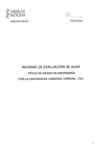 informe de evaluación de avap - Universidad CEU Cardenal Herrera