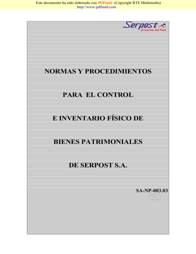Normas Y Procedimientos Para El Control E Inventario Físico 0259