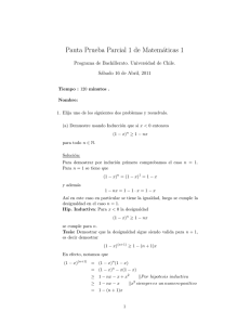 Pauta Prueba Parcial 1 de Matemáticas 1 - U