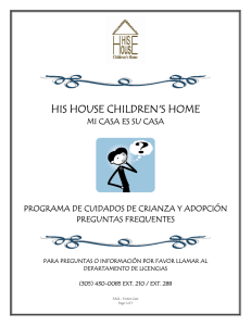 foster care program - His House Children`s Home