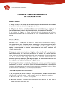 Registro Municipal de Parejas de Hecho.