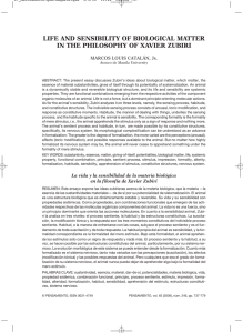 life and sensibility of biological matter in the philosophy of xavier zubiri
