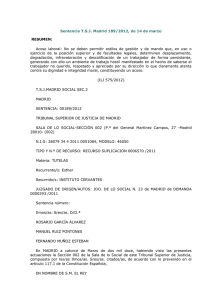 Sentencia T.S.J. Madrid 189/2012, de 14 de marzo RESUMEN