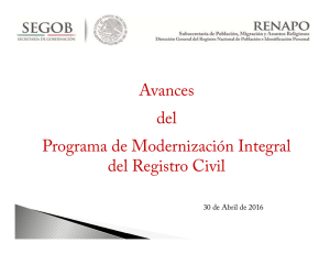 Avances del Programa de Modernización Integral del Registro Civil