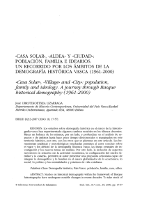 «Casa Solar», «Aldea» y «Ciudad»: población, familia e