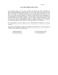 ACTA DE ENTREGA DE LLAVES En la ciudad de Junín, a los 1 de