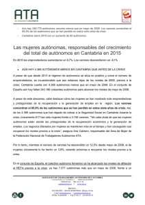 Las mujeres autónomas, responsables del crecimiento del total de