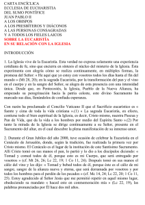 CARTA ENCÍCLICA ECCLESIA DE EUCHARISTIA DEL SUMO