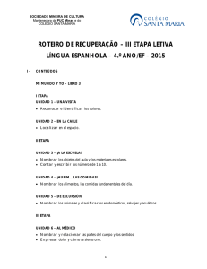 roteiro de recuperação – iii etapa letiva língua espanhola – 4.º ano