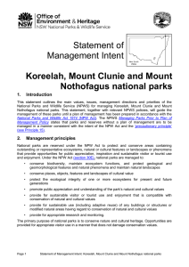 Statement of Management Intent: Koreelah, Mount Clunie and