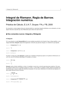 Integral de Riemann. Regla de Barrow. Integración numérica.