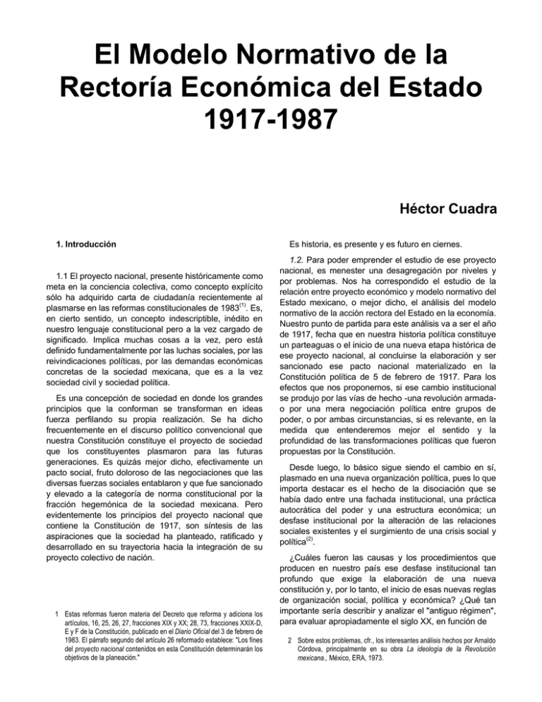 El Modelo Normativo De La Rectoría Económica Del Estado 1917