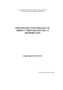 Privilegios Concursales Su orden y preparacion ANUARIO 1999.