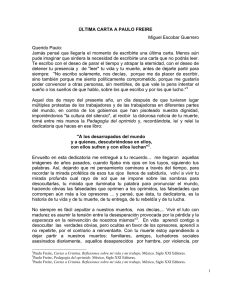 Última carta a Paulo Freire - Repositorio de la Facultad de Filosofía