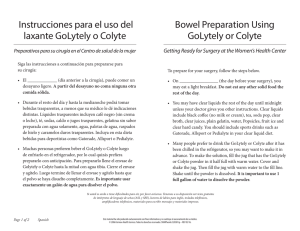 Bowel Preparation Using GoLytely or Colyte Instrucciones para el