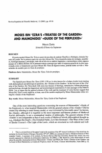 moses ibn `ezra`s treatise of the garden» and maimonides` <<gu