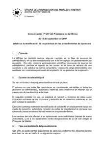 Comunicación nº 5/07 del Presidente de la Oficina, de 12 de