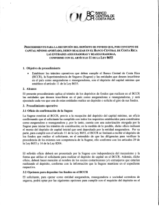 Procedimiento para la Recepción del Depósito de Capital