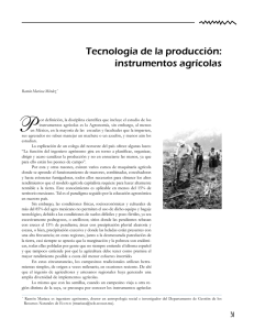 Tecnología de la producción: instrumentos agrícolas