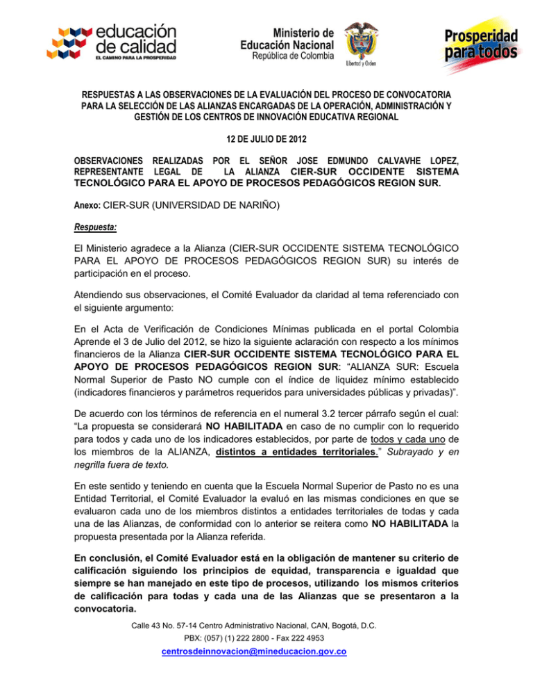 Documento. - Ministerio De Educación