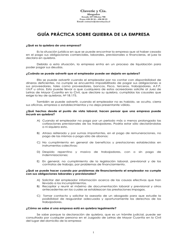 GuÍa PrÁctica Sobre Quiebra De La Empresa 5202