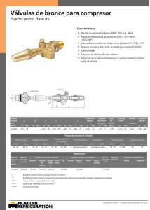 Page 1 Válvulas de bronce para compresor Puerto recto, flare 45