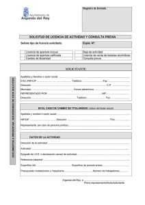 solicitud de licencia de actividad y consulta previa solicitante