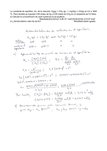 La constante de equilibrio, Kc, de la reacción: H2(g) +