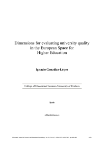 Dimensions for evaluating university quality in the European Space