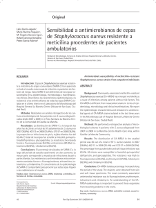 Sensibilidad a antimicrobianos de cepas de Staphylococcus aureus