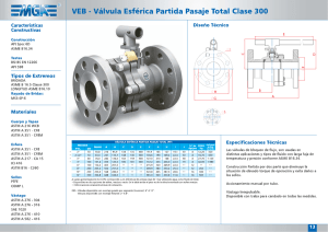 VEB - V&aacute;lvula Esf&eacute;rica Partida Pasaje Total Clase 300