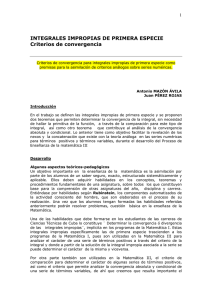 INTEGRALES IMPROPIAS DE PRIMERA ESPECIE Criterios de