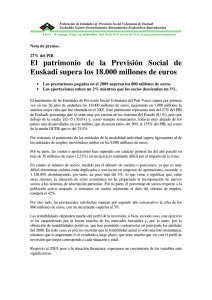 El patrimonio de la Previsión Social de Euskadi supera los