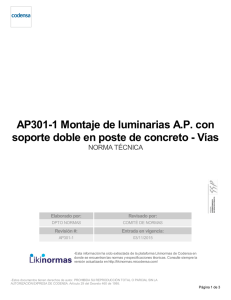 AP301-1 Montaje de luminarias A.P. con soporte doble en poste de