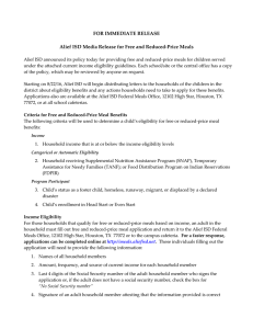FOR IMMEDIATE RELEASE Alief ISD Media Release for Free and