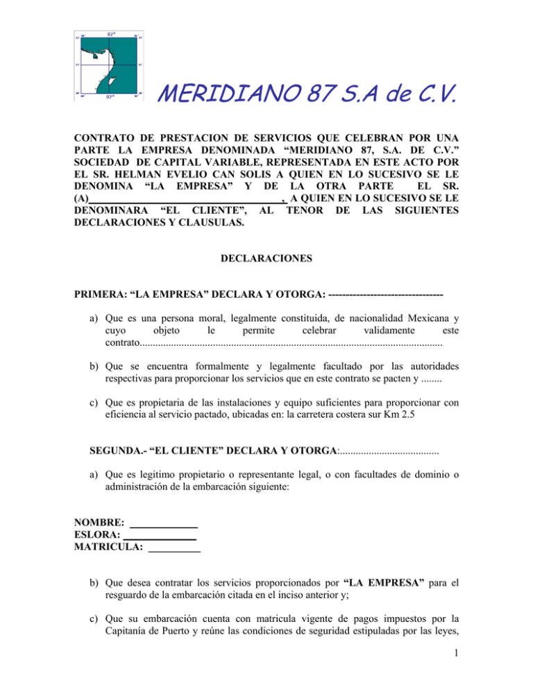 CONTRATO DE PRESTACION DE SERVICIOS QUE CELEBRAN