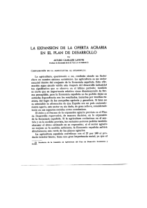 LA EXPANSIÓN DE LA OFERTA AGRARIA EN EL PLAN DE