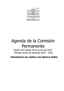 Agenda de la Comisión Permanente de la sesión del martes 28 de