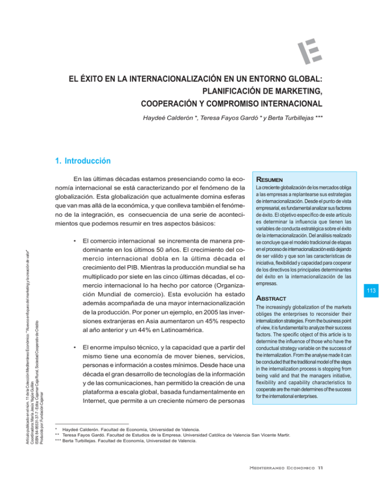 El éxito En La Internacionalización En Un Entorno Global