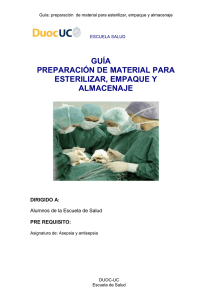guía preparación de material para esterilizar, empaque y almacenaje
