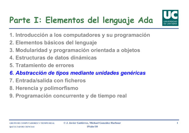 Parte I: Elementos del lenguaje Ada