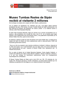 Museo Tumbas Reales de Sipán recibió al visitante 2 millones