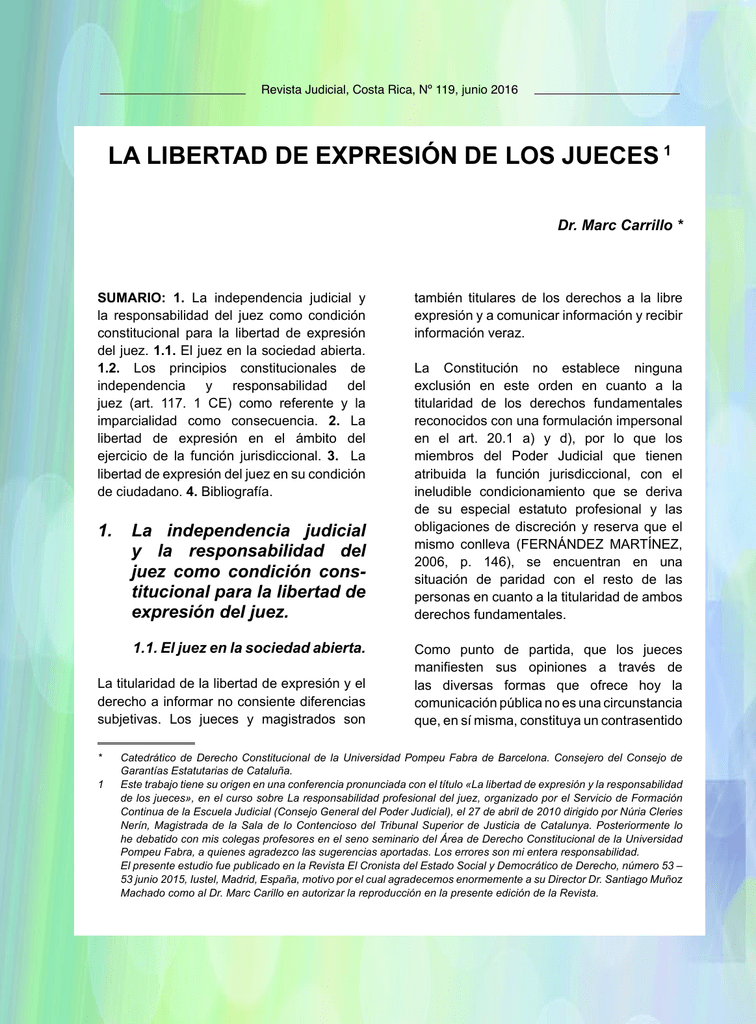 LA LIBERTAD DE EXPRESIÓN DE LOS JUECES1 - Poder