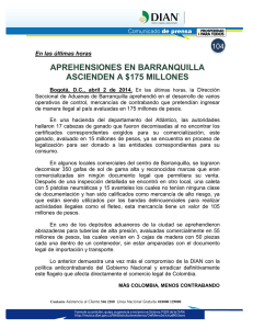 APREHENSIONES EN BARRANQUILLA ASCIENDEN A $175