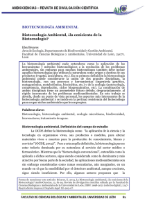 BIOTECNOLOGÍA AMBIENTAL Biotecnología Ambiental