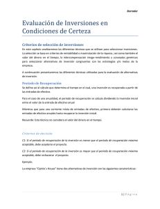 Evaluació n de Inversiónes en Cóndiciónes de Certeza