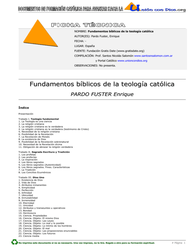 Fundamentos Bíblicos De La Teología Católica