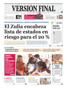 El Zulia encabeza lista de estados en riesgo para el 20 %