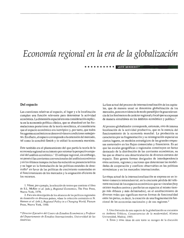 Economía Regional En La Era De La Globalización