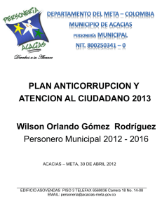 Wilson Orlando Gómez Rodríguez Personero Municipal 2012